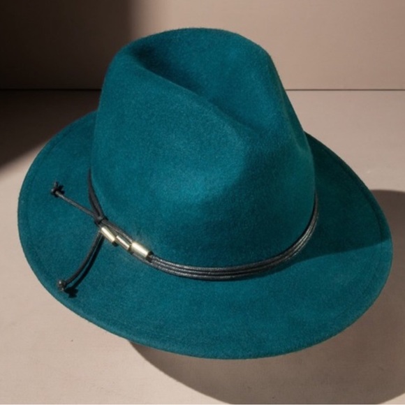 Teal Wool Felt Fedora Hat BRAND NEW - Picture 3 of 10